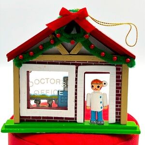 RARE VINTAGE Kurt Adler Doctor's Office wooden retro Christmas tree ornament